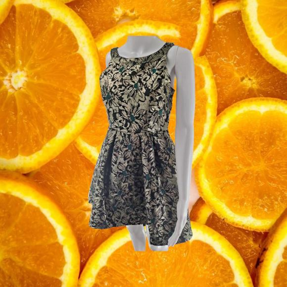 Kids Trixxi Girl Green‎ with Golden Flowers Sleeveles Dress Size 14